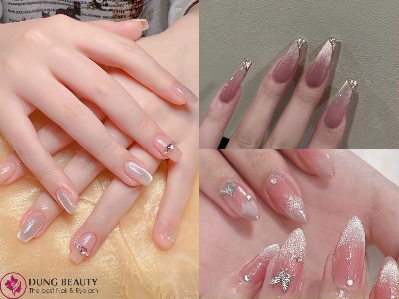 Nail cô dâu mắt mèo lấp lánh